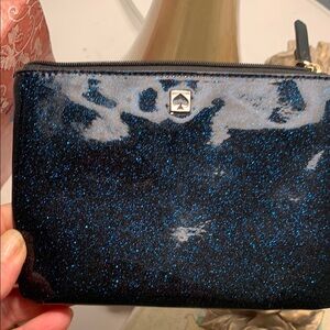 Kate Spade Black and Blue small Clutch with sparkle Glossy Finish